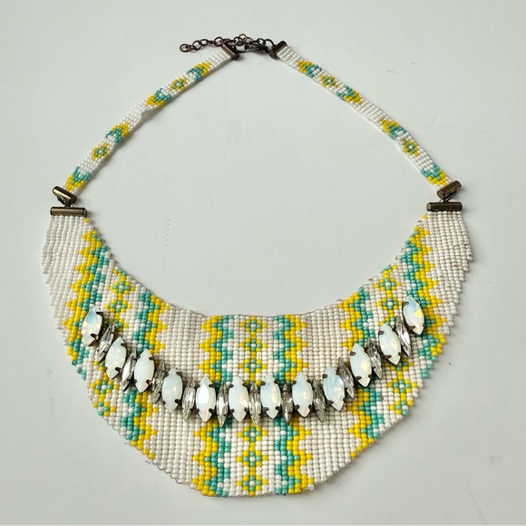 Suzanna Dai Jewelry - Suzanna Dai Beaded Crystal Collar Necklace Turquoise Wedding Guest Accessory